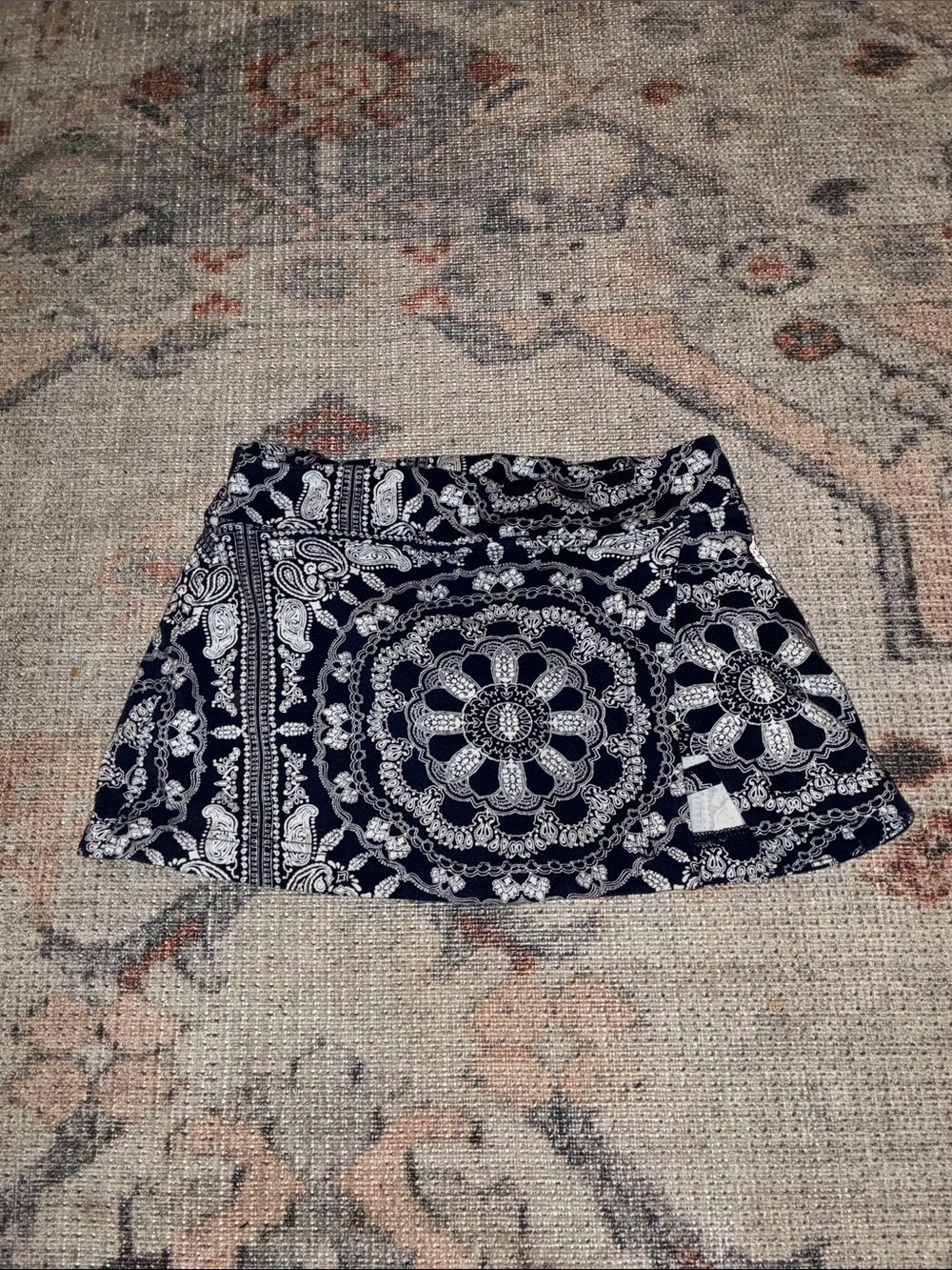 FP Movement by Free People Navy and White Medallion Print Mini Skirt